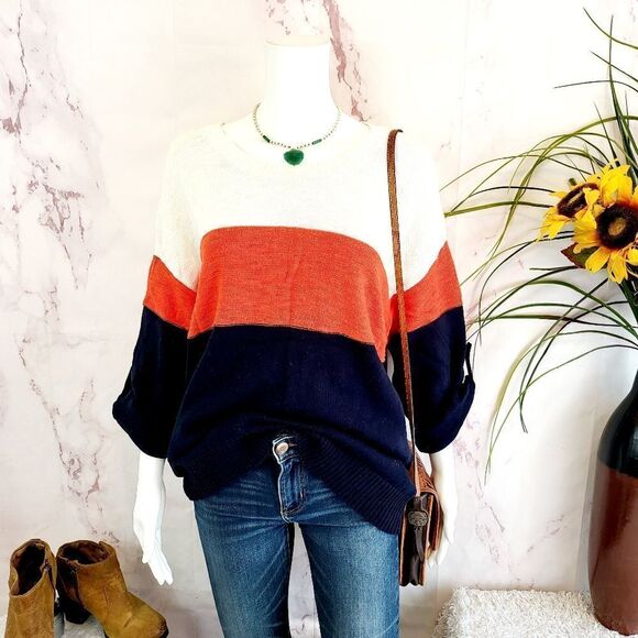 Vince Camuto pullover super soft color block sweater - Picture 2 of 7